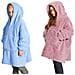 Felpa Plaid Bambini Coperta Agnellata Sherpa Con Tasca Inverno Tinta Unita Midlands Felpone Rosa - Foto miniatura 2