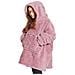 Felpa Plaid Bambini Coperta Agnellata Sherpa Con Tasca Inverno Tinta Unita Midlands Felpone Rosa - Foto miniatura 1
