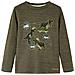 Maglietta Bambino Maniche Lunghe Con Dinosauro Cachi Scuro Mélange 116 - Foto miniatura 1