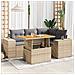 Set Divano Da Giardino 5 Pz Con Cuscini Beige In Polyrattan - Foto miniatura 2