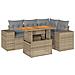 Set Divano Da Giardino 5 Pz Con Cuscini Beige In Polyrattan - Foto miniatura 1