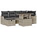 Set di divani da giardino da 7 pezzi con cuscini grigio chiaro in rattan sintetico,  Divano da giardino per 2 persone con spazio di stoccaggio e cuscini grigio chiaro in rattan sintetico - Foto miniatura 1