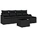 Set Divano da Giardino  6 Pezzi con Cuscini Beige Polyrattan, Divano da Giardino 2 Posti  con Cuscini Nero Polyrattan - Foto miniatura 1