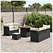 Set Divano da Giardino in 8 Pezzi con Cuscini Nero Polyrattan Acacia, Set da Pranzo da Giardino in 3 Pezzi con Cuscini Nero Polyrattan Acacia - Foto miniatura 3
