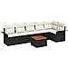 Set di Sofà da Giardino a 7 Pezzi con Cuscini Nero Polyrattan Acacia - Foto miniatura 1