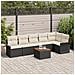 Set di Sofà da Giardino a 7 Pezzi con Cuscini Nero Polyrattan Acacia - Foto miniatura 2