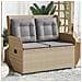 Panca Reclinabile da Giardino con Cuscini Beige in Polyrattan - Foto miniatura 2