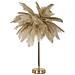 Lampada Da Tavolo Palm Cammello In Metallo Dorato Con Piume Di Struzzo - Foto miniatura 1
