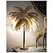 Lampada Da Tavolo Palm Cammello In Metallo Dorato Con Piume Di Struzzo - Foto miniatura 5