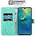 Custodia Compatibile Con Huawei Mate 20 In Turchese Fiore - Coperchio Protettivo In Design Floreale Con Chiusura Magnetica, Funzione Stand E Slot Per Carte - Foto miniatura 2