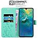 Custodia Compatibile Con Huawei Mate 20 In Turchese Fiore - Coperchio Protettivo In Design Floreale Con Chiusura Magnetica, Funzione Stand E Slot Per Carte - Foto miniatura 5