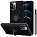 Custodia Compatibile Con Apple Iphone 12 / Iphone 12 Pro In Liquid Nero - Coperchio Protettivo In Silicone Tpu Flessibile Con Anello - Foto miniatura 1