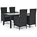 Set Mobili Da Giardino 5 Pz Con Cuscini In Polyrattan Nero - Foto miniatura 1