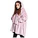 Felpa Plaid Bambini Coperta Calda Inverno Con Tasca Cappuccio Tinta Unita Brighton Felpone Rosa - Foto miniatura 1