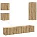 Set Mobile TV 5 pz Montato a Parete Rovere in Legno Multistrato - Foto miniatura 1