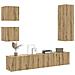 Set Mobile TV 5 pz Montato a Parete Rovere in Legno Multistrato - Foto miniatura 2