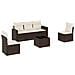 Set Divano da Giardino 6 pz con Cuscini Marrone in Polyrattan - Foto miniatura 1