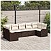 Set Divano da Giardino 7 pcs Marrone e bianco Poly Rattan - Foto miniatura 2