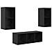 Set di mobili TV 3 pcs Rovere nero 37 x 37 x 107 cm - Foto miniatura 1