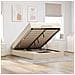 Struttura Letto Pouf con Materasso Crema 140x190 cm in Tessuto - Foto miniatura 2