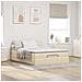 Struttura Letto Pouf con Materasso Crema 140x190 cm in Tessuto - Foto miniatura 3