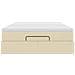 Struttura Letto Pouf con Materasso Crema 140x190 cm in Tessuto - Foto miniatura 7