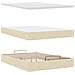 Struttura Letto Pouf con Materasso Crema 140x190 cm in Tessuto - Foto miniatura 8