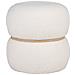 Pouf Milford In Teddy Bianco Con Fascia In Legno Naturale Ø38 Cm - Foto miniatura 1