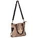 Borsa Shopper Marrone 41x63cm In Tela E Vera Pelle - Foto miniatura 2