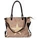Borsa Shopper Marrone 41x63cm In Tela E Vera Pelle - Foto miniatura 3
