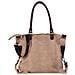 Borsa Shopper Marrone 41x63cm In Tela E Vera Pelle - Foto miniatura 5