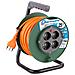 49108 Prolunga Elettrica 25 Mt Con Avvolgicavo 4 Prese Polivalenti (schuko + 10/16a) Spina Grande 16a, Con Protezione-sezione Cavo 3g1 Mm= , Verde-arancio - Foto miniatura 1