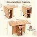Tavolo Da Pranzo Pieghevole Salvaspazio Legno 2 Ruote Casa Ufficio 120x77x75cm - Foto miniatura 4