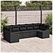Set da Giardino da 7 Pezzi di con Cuscini Nero Polyrattan - Foto miniatura 2
