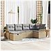 Set Divano da Giardino  6 Pezzi con Cuscini Beige Polyrattan, Divano Giardino a 2 Posti  con Spazio di Archiviazione & Cuscini Beige Polyrattan - Foto miniatura 2