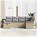 Set Divano da Giardino  6 Pezzi con Cuscini Beige Polyrattan, Divano Giardino a 2 Posti  con Spazio di Archiviazione & Cuscini Beige Polyrattan - Foto miniatura 3