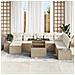 Set Divano da Giardino 9 pcs Beige Poly Rattan - Foto miniatura 3