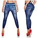 Leggings Jeans Jeggings Pantacollant Pantaloni Da Donna Senza Cuciture Colore - Blu Scuro - Foto miniatura 1