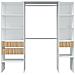 Guardaroba Worland, Mobile Camera Da Letto, Armadio Appendiabiti Con Ripiani E 3 Cassetti, 196x40h187 Cm, Bianco E Rovere - Foto miniatura 4