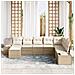 Set di divani da giardino 8 pezzi con cuscini beige in rattan sintetico - Foto miniatura 3