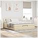 Struttura Letto Pouf con Materasso Crema 160x200 cm in Tessuto - Foto miniatura 4