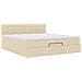 Struttura Letto Pouf con Materasso Crema 160x200 cm in Tessuto - Foto miniatura 7