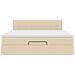 Struttura Letto Pouf con Materasso Crema 160x200 cm in Tessuto - Foto miniatura 8