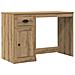 Scrivania  con spazio di archiviazione in rovere artigianale 50x115x75 cm in legno ingegnerizzato - Foto miniatura 1
