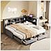 Divano In Legno Massiccio, Letto Singolo 90/180x190cm, Con Letto A Scomparsa, Vano Portaoggetti, Presa Euro Multifunzione, 2 Cassetti E Rete A Doghe, Pino, Grigio - Foto miniatura 1