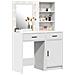 Set da Due Pezzi per Tavolo da Trucco con LED in Legno Bianco - Foto miniatura 3