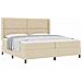 Letto a molle con materasso Crema 200 x 200 cm Tessuto - Foto miniatura 3