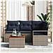 Set Divano da Giardino con cuscino 5 pcs Grigio polyrattan - Foto miniatura 3