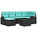 Set Divano da Giardino con cuscino 7 pcs Nero Poly Rattan - Foto miniatura 1