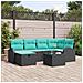 Set Divano da Giardino con cuscino 7 pcs Nero Poly Rattan - Foto miniatura 2